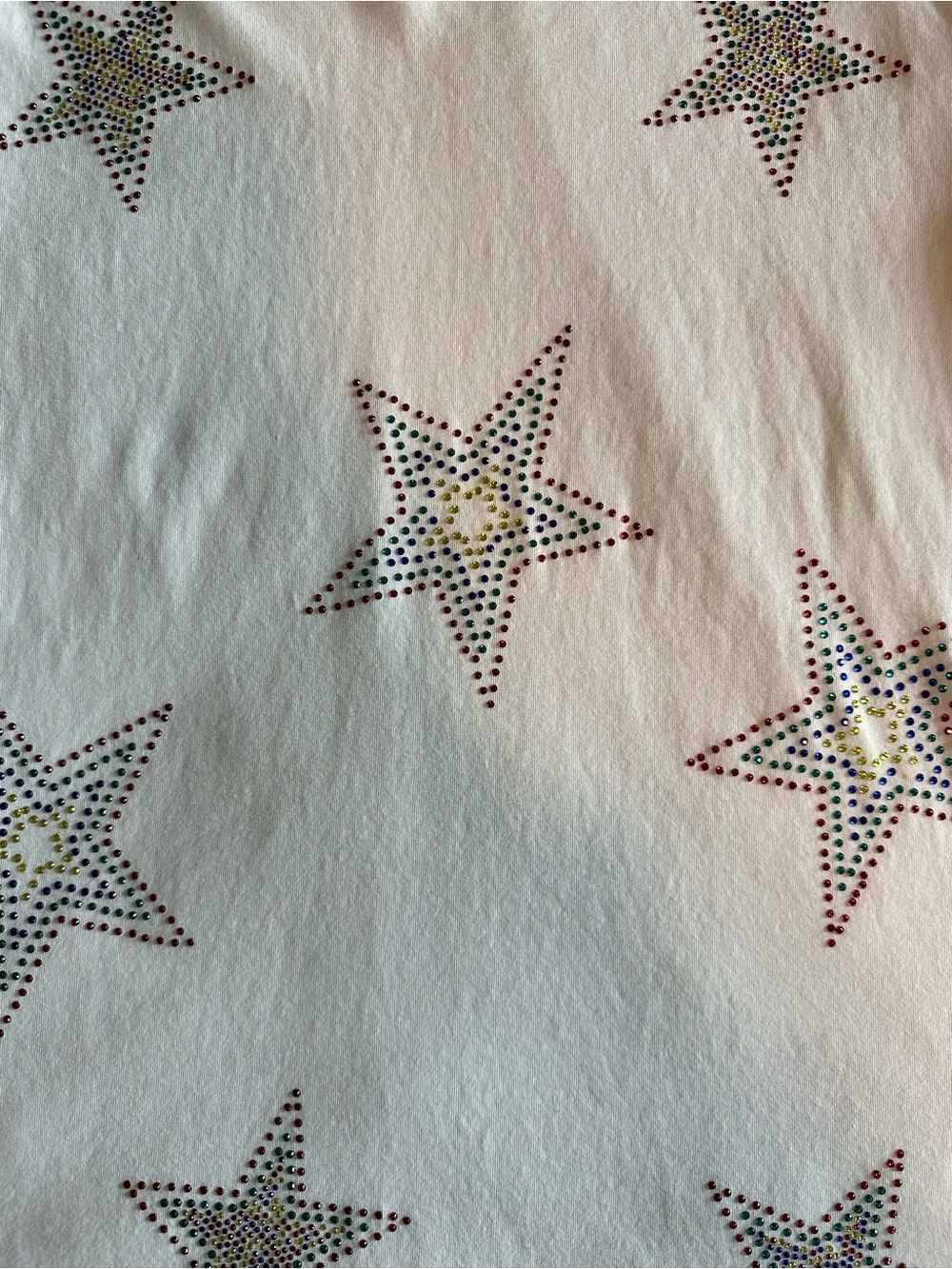 Zara White Short Sleeve Tee with Multicolor Rhinestone Stars - Picture 4 of 7